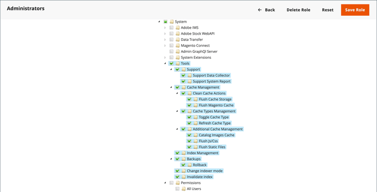 Recursos de rol - administración de caché