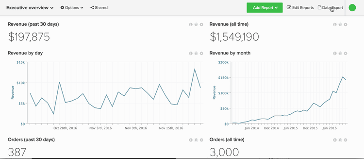 Demostración animada de la descarga de un archivo CSV exportado