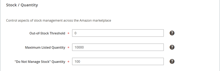 Configuración de stock/cantidad