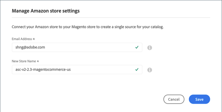 Configuración de integración de tienda