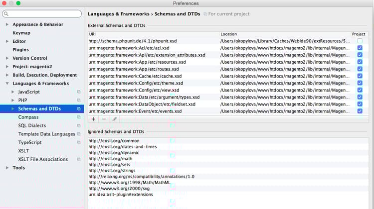 Ejemplo de configuración de PhpStorm