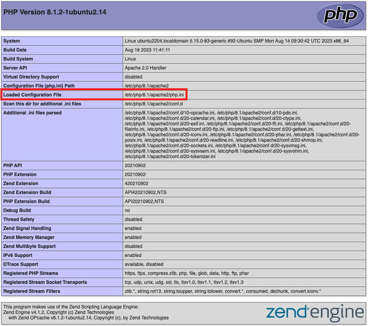 Página de información de PHP