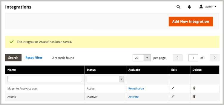 Activar la configuración de Commerce para la integración de Assets