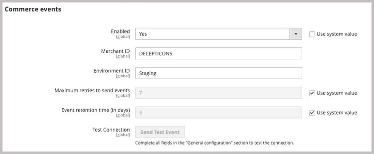 Configuración de administración de Adobe I/O Events Commerce - habilitar eventos de Commerce