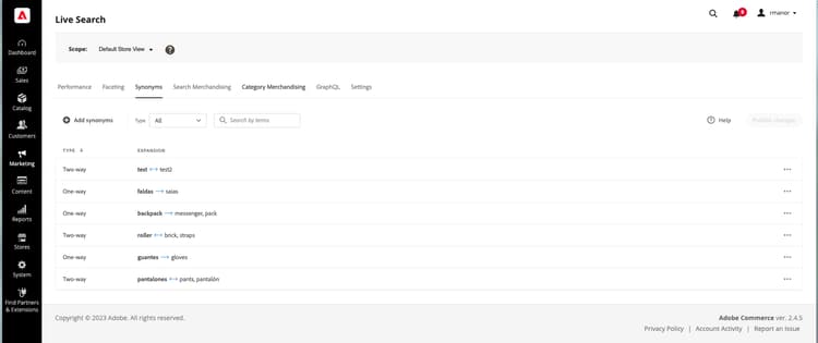 Live Search sinónimos