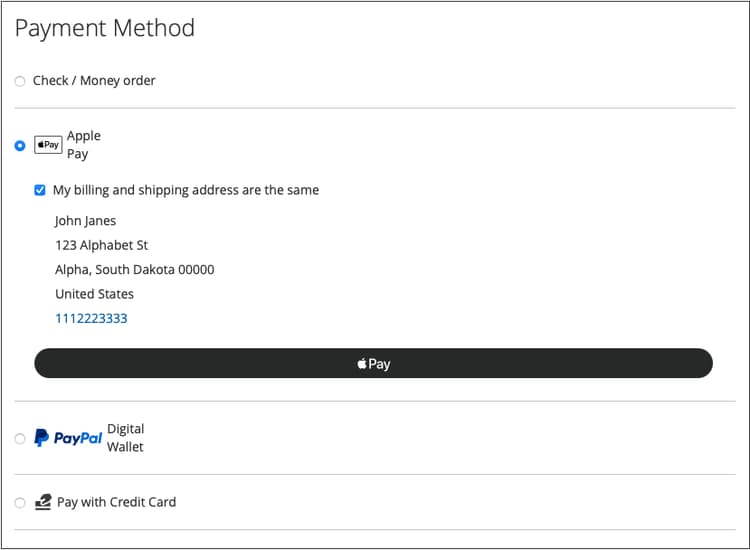 Botón Apple Pay en el minicart