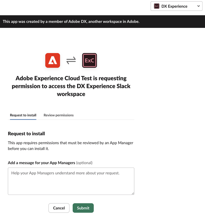 Solicitar integración de Slack