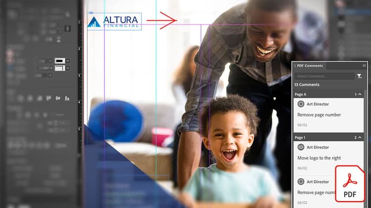 Recopila e incorpora comentarios de diseño con facilidad con Adobe Acrobat y InDesign