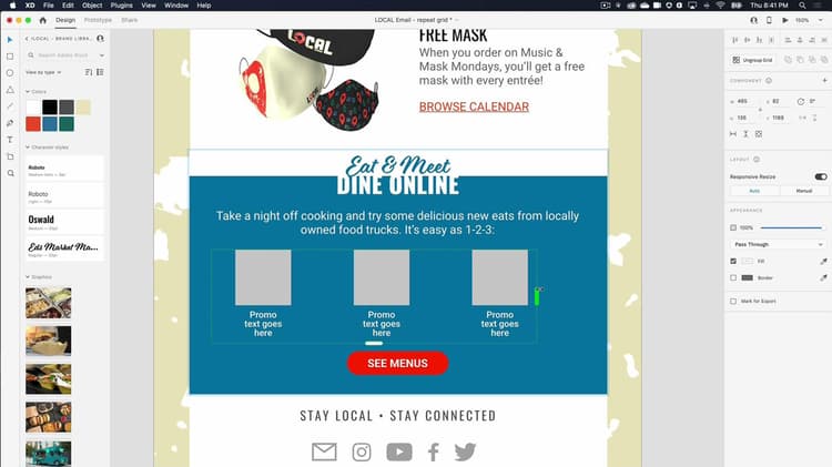 Correo electrónico: Crear y rellenar una cuadrícula de repetición