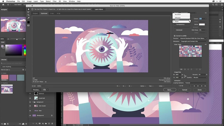 Animación de un Adobe Stock ilustración vectorial en Photoshop