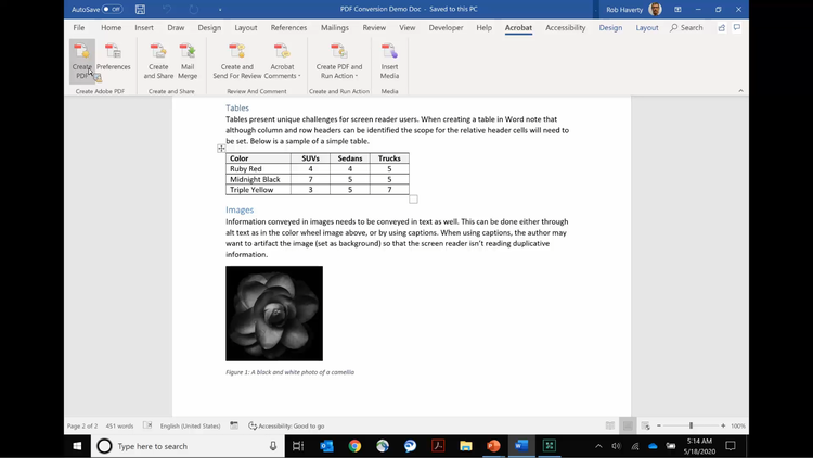 Hacer que los PDF sean accesibles: creación en Word