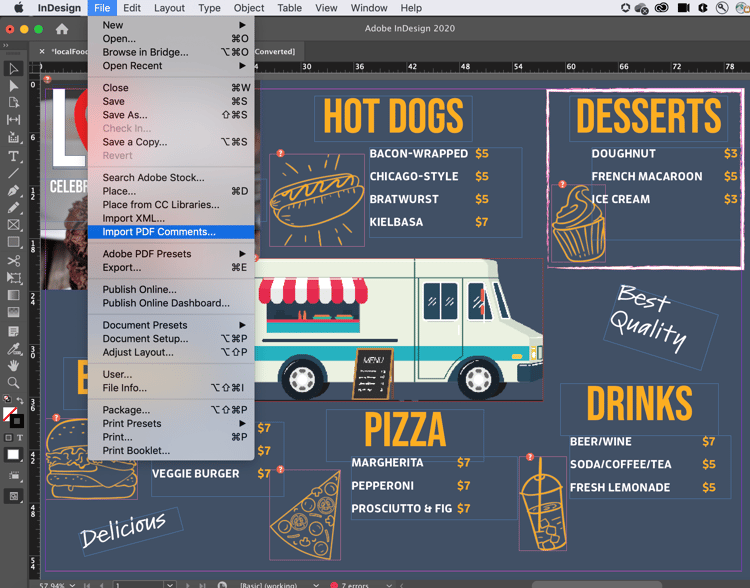 Comentarios del PDF en indd