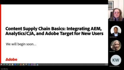 Conceptos básicos de Supply chain de contenido: integración de AEM, Analytics/CJA y Adobe Target para nuevos usuarios