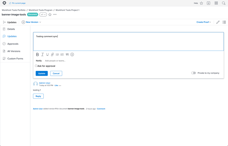 dejar comentario en Workfront