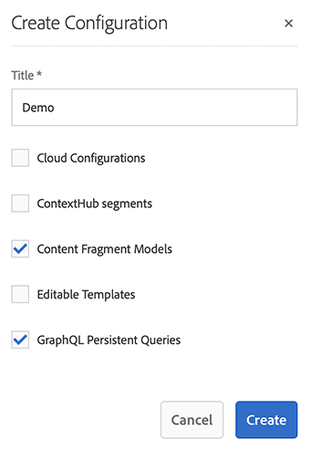 Creación de configuración