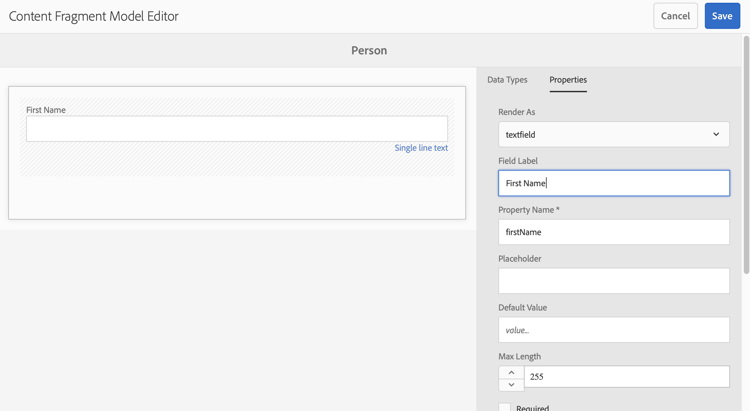 Configure las propiedades