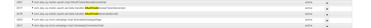 Lista de componentes que muestran OAuthCodeGenerateServlet y OAuthCodeAccessTokenGenerator
