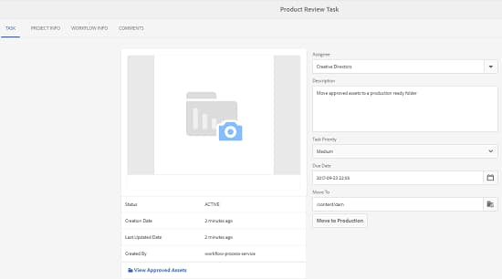 Mover a la página de tareas de producción