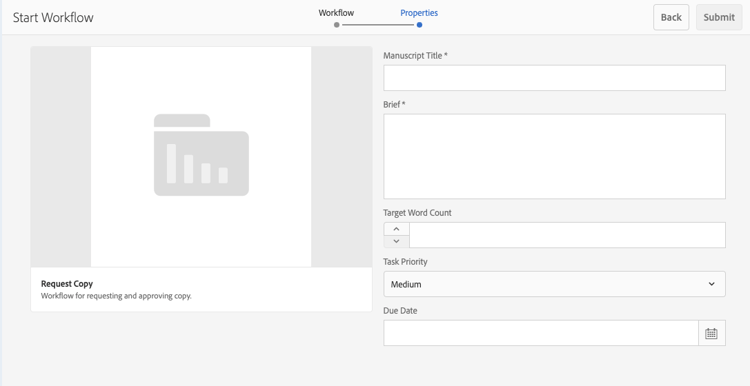 Flujo de trabajo de solicitud de copia