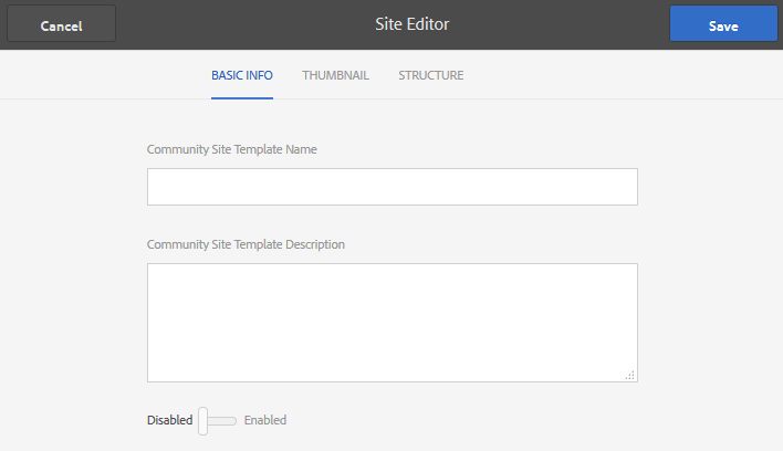 información básica sobre la plantilla del sitio