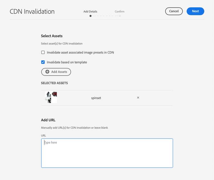 Invalidación de CDN - Agregar detalles