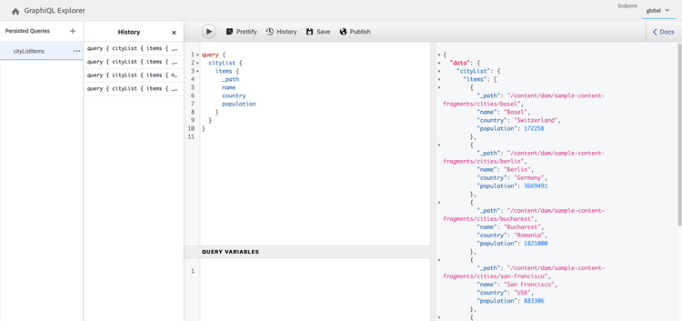 Interfaz de GraphiQL