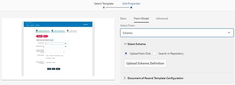 Seleccionar el esquema XML o JSON