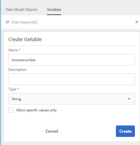 Crear variable de tipo Cadena