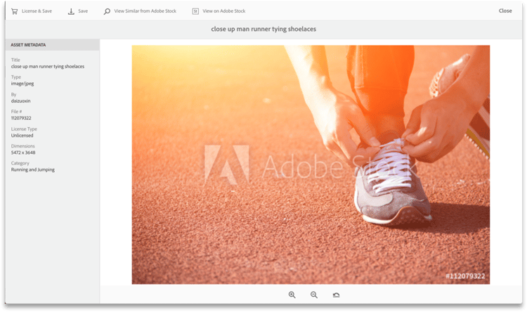 Previsualizar la imagen y la licencia de Adobe Stock en Experience Manager Assets