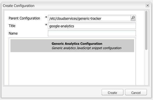 Crear configuración