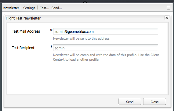 Configuración para probar una newsletter