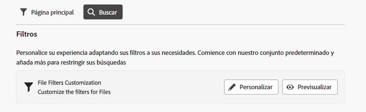 configuración de filtros de búsqueda personalizados