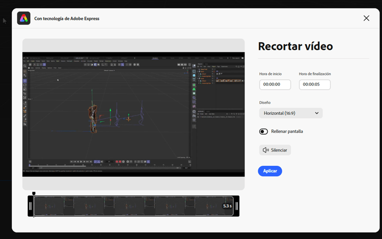 Cambio de tamaño del vídeo con Adobe Express