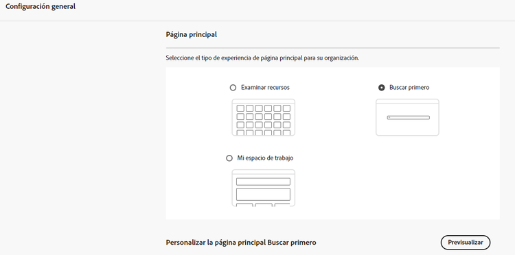 configuración de Buscar primero