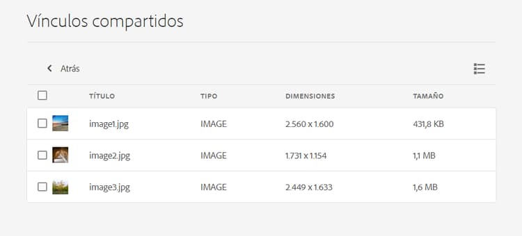 Vista previa de recursos compartidos