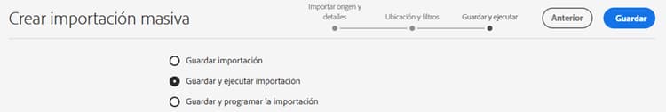 Ejecución de una importación masiva