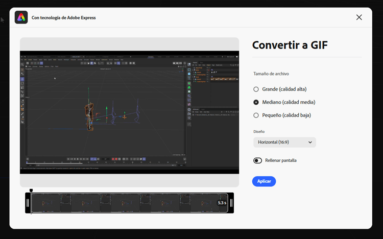Convertir vídeo a GIF con Adobe Express