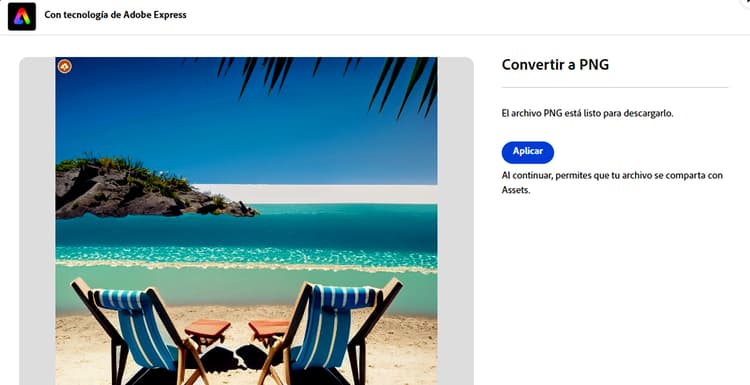 Convertir a PNG con Adobe Express