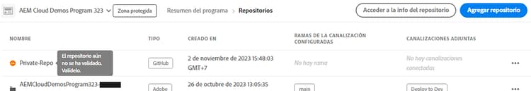 Repositorio no validado