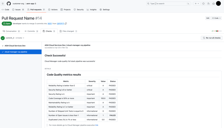 Comprobaciones de calidad del código de GitHub