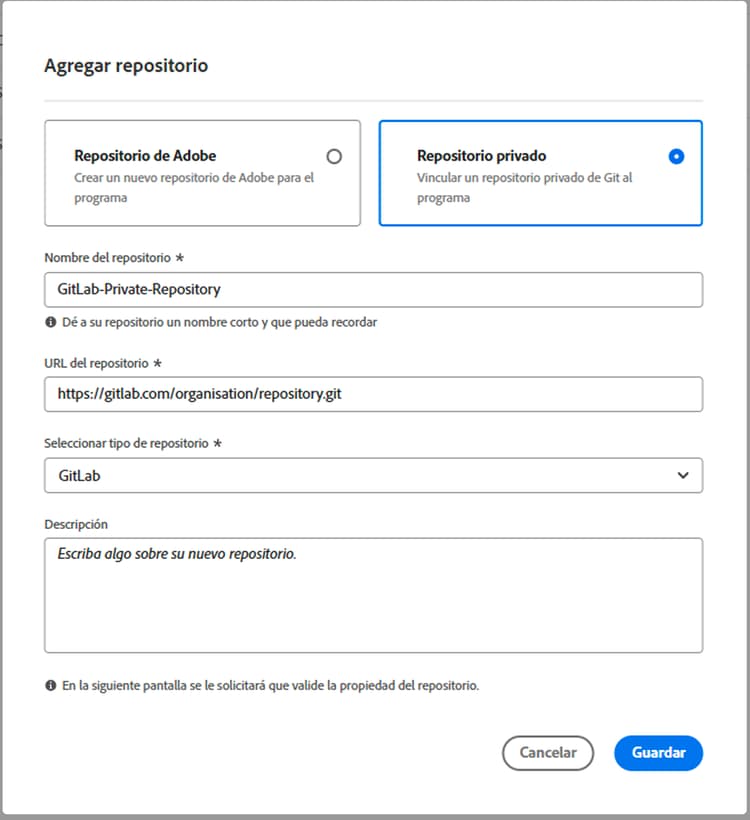 Añadir su propio repositorio