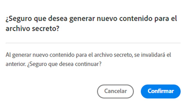 Confirmar generación de secreto