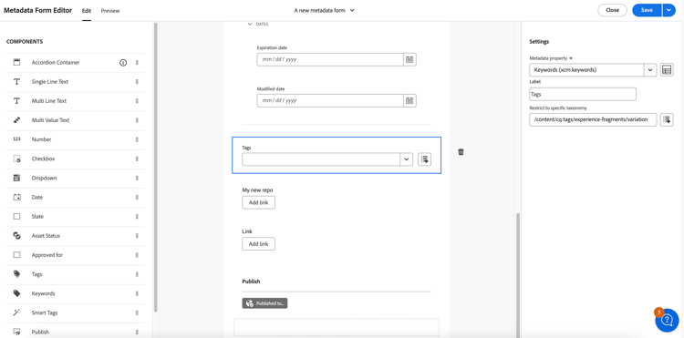 Configuración de etiquetas raíz