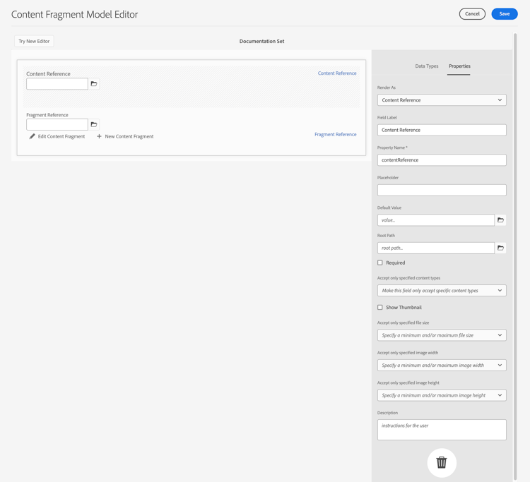 Referencia del contenido
