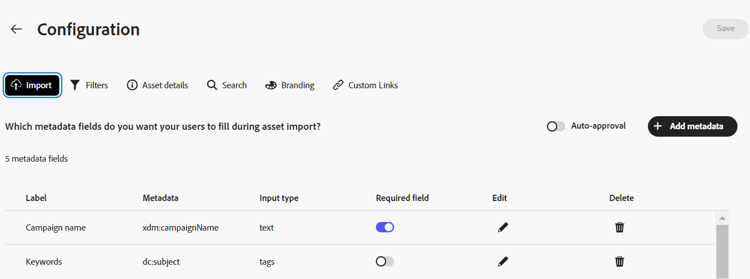 Detalles de carga de la interfaz de usuario de configuración en Content Hub