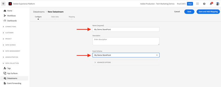 AEP Define Datastreams