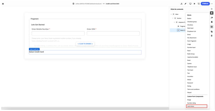 Seleccionar componente personalizado