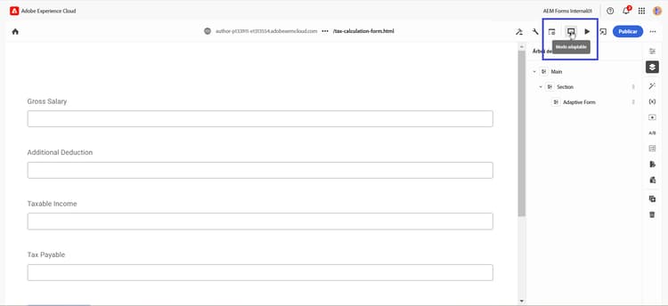 Interfaz de prueba de adaptabilidad del editor universal