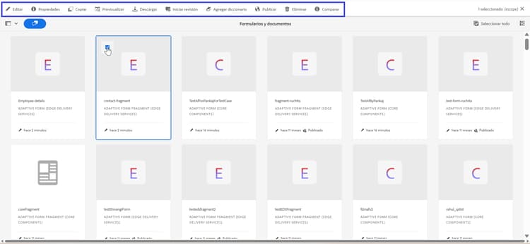 Administrar fragmento