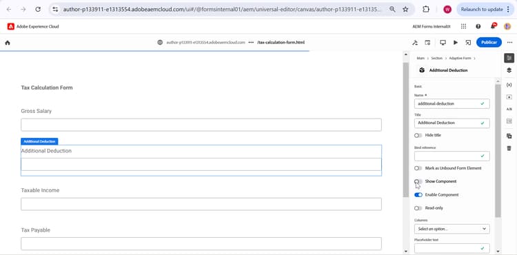 Captura de pantalla de un formulario de cálculo de impuestos con campos de entrada para el salario bruto, el estado civil y los hijos a cargo, que muestra la estructura del formulario antes de que se apliquen las reglas